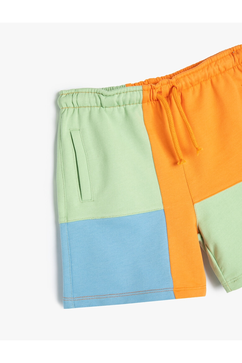 KOTON Pantaloni scurti de bumbac cu snur si model colorblock - Pled.ro