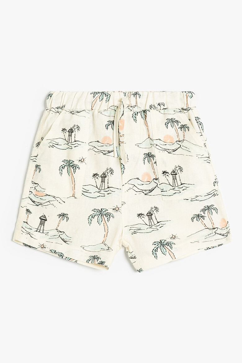 KOTON Pantaloni scurti din amestec de in cu imprimeu tropical - Pled.ro