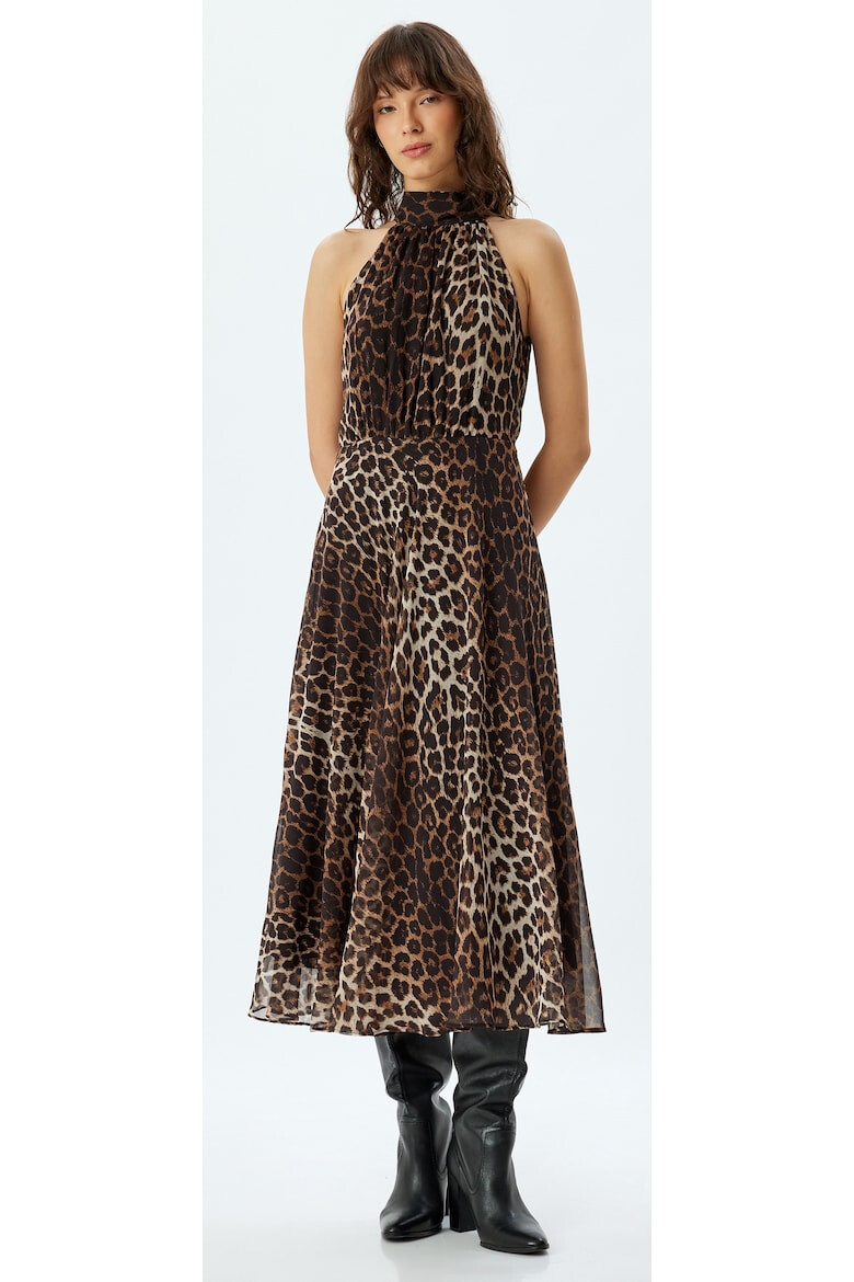 KOTON Rochie midi cu imprimeu leopard si decolteu halter - Pled.ro