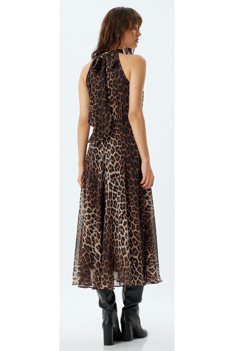 KOTON Rochie midi cu imprimeu leopard si decolteu halter - Pled.ro