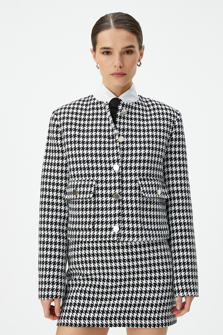 KOTON Sacou cu buzunare aplicate si imprimeu houndstooth - Pled.ro