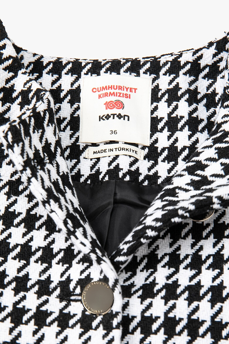 KOTON Sacou cu buzunare aplicate si imprimeu houndstooth - Pled.ro