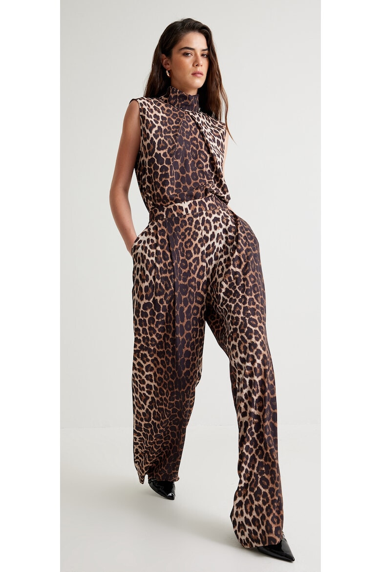 KOTON Top cu guler inalt si model animal print - Pled.ro