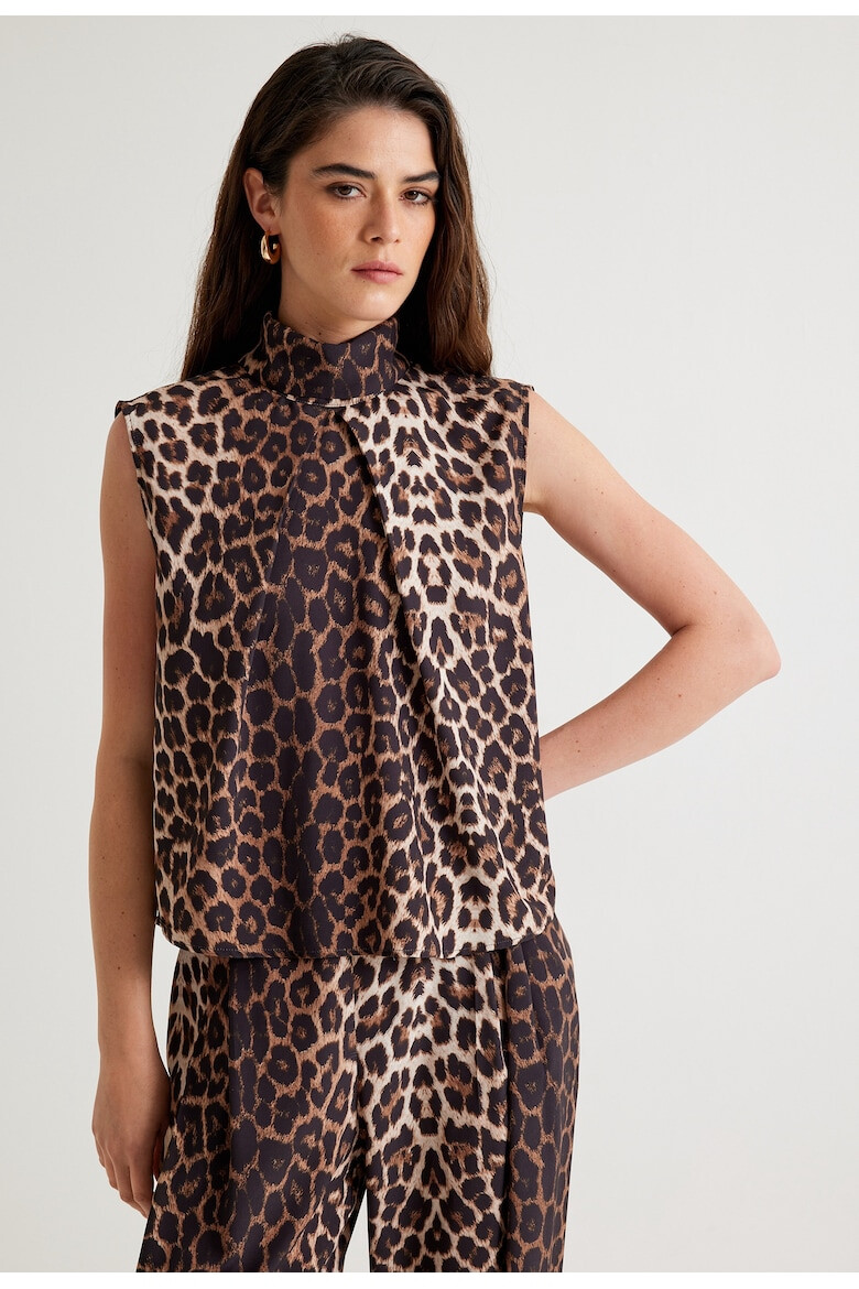 KOTON Top cu guler inalt si model animal print - Pled.ro