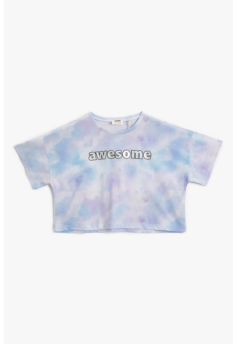 KOTON Tricou cu decolteu la baza gatului si model tie-dye - Pled.ro