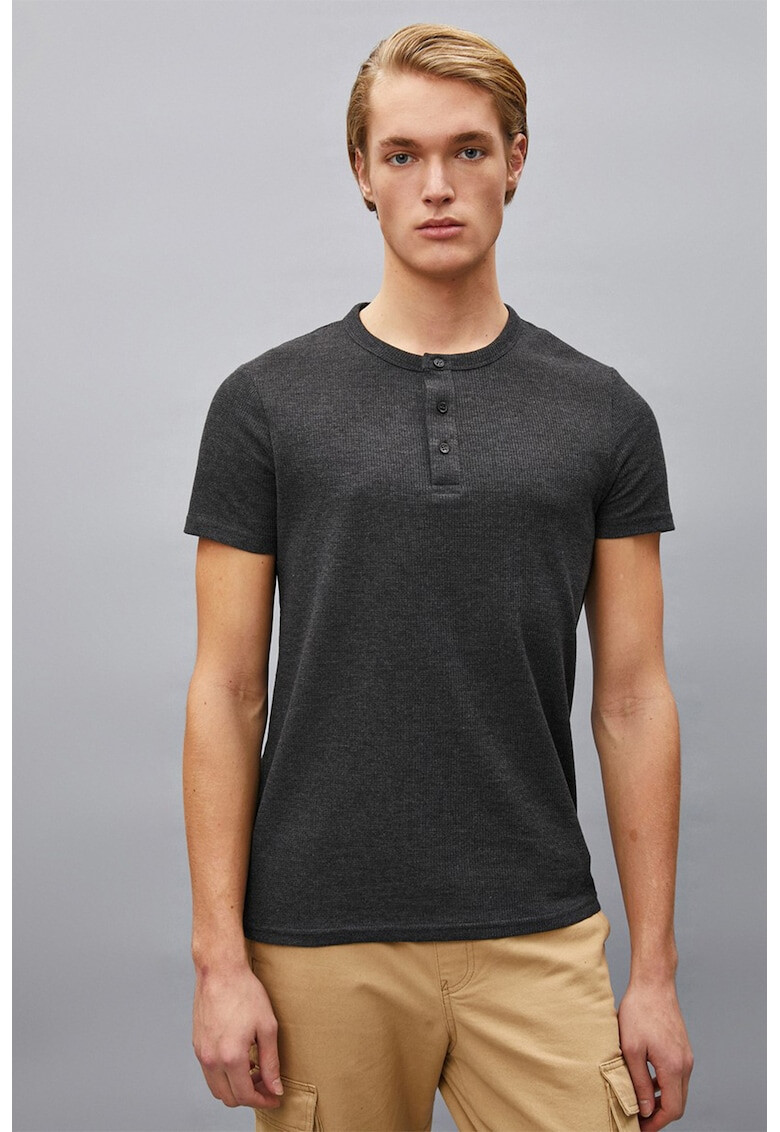 KOTON Tricou cu decolteu Henley - Pled.ro