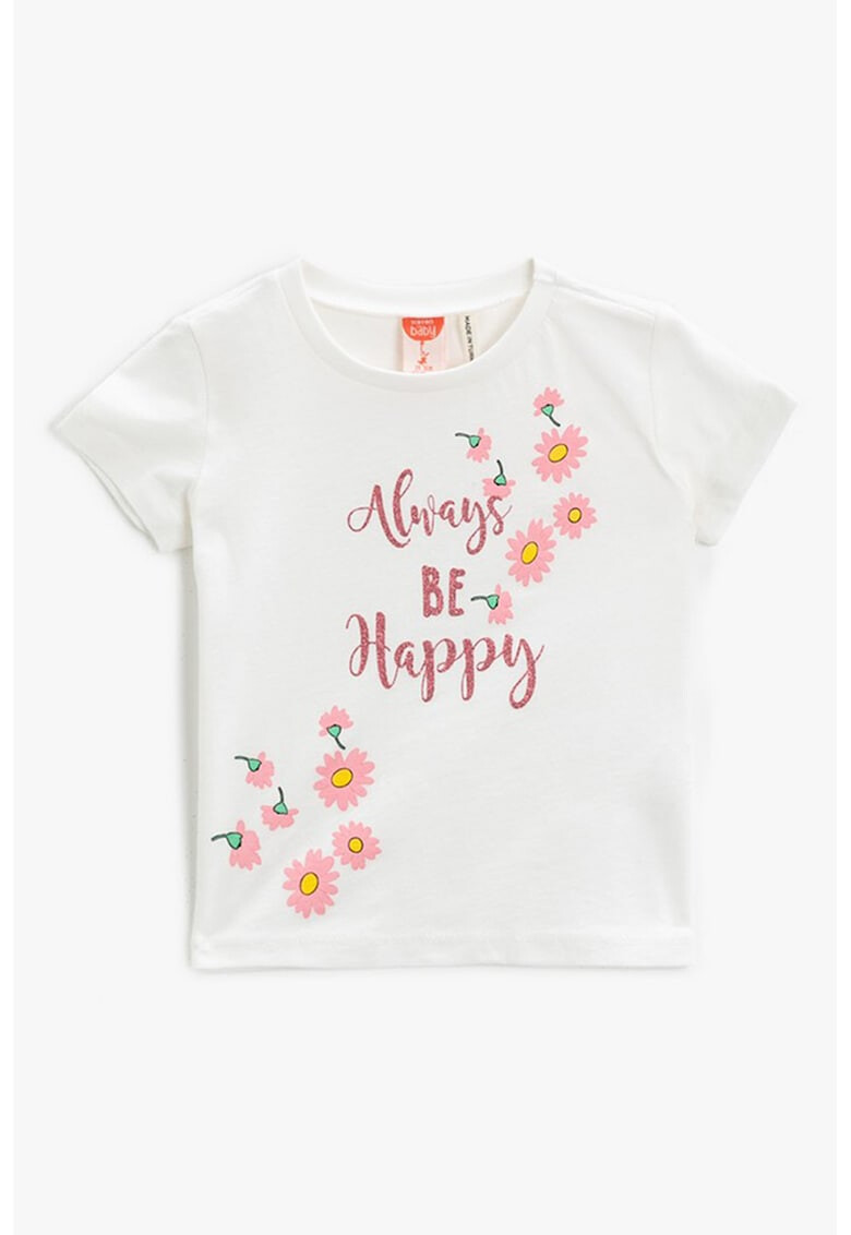 KOTON Tricou cu imprimeu floral si text - Pled.ro