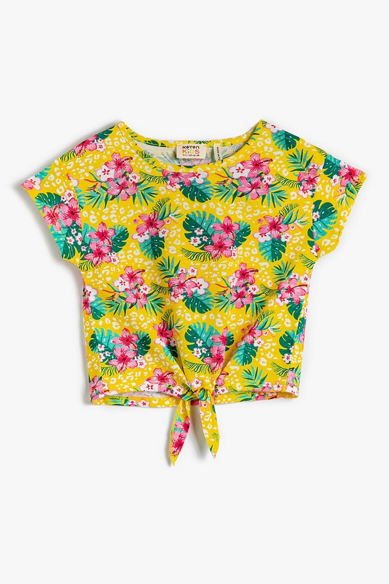 KOTON Tricou cu prindere la terminatie si imprimeu tropical - Pled.ro