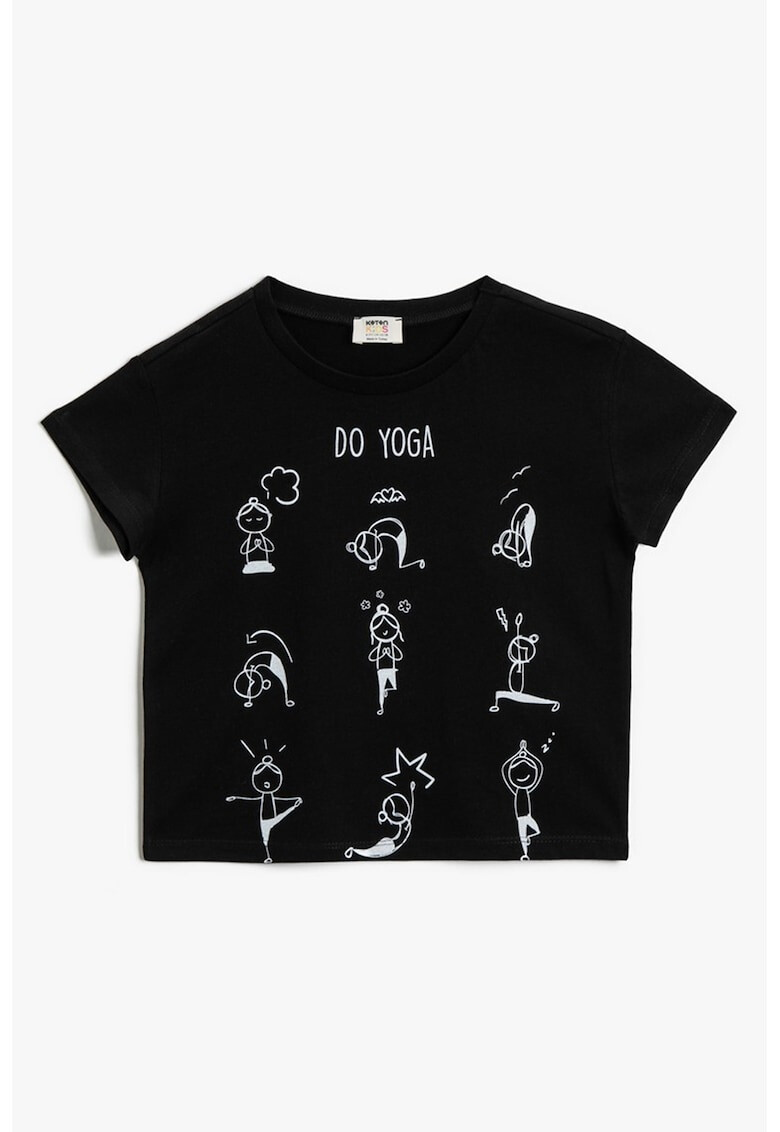 KOTON Tricou din bumbac cu imprimeu yoga - Pled.ro