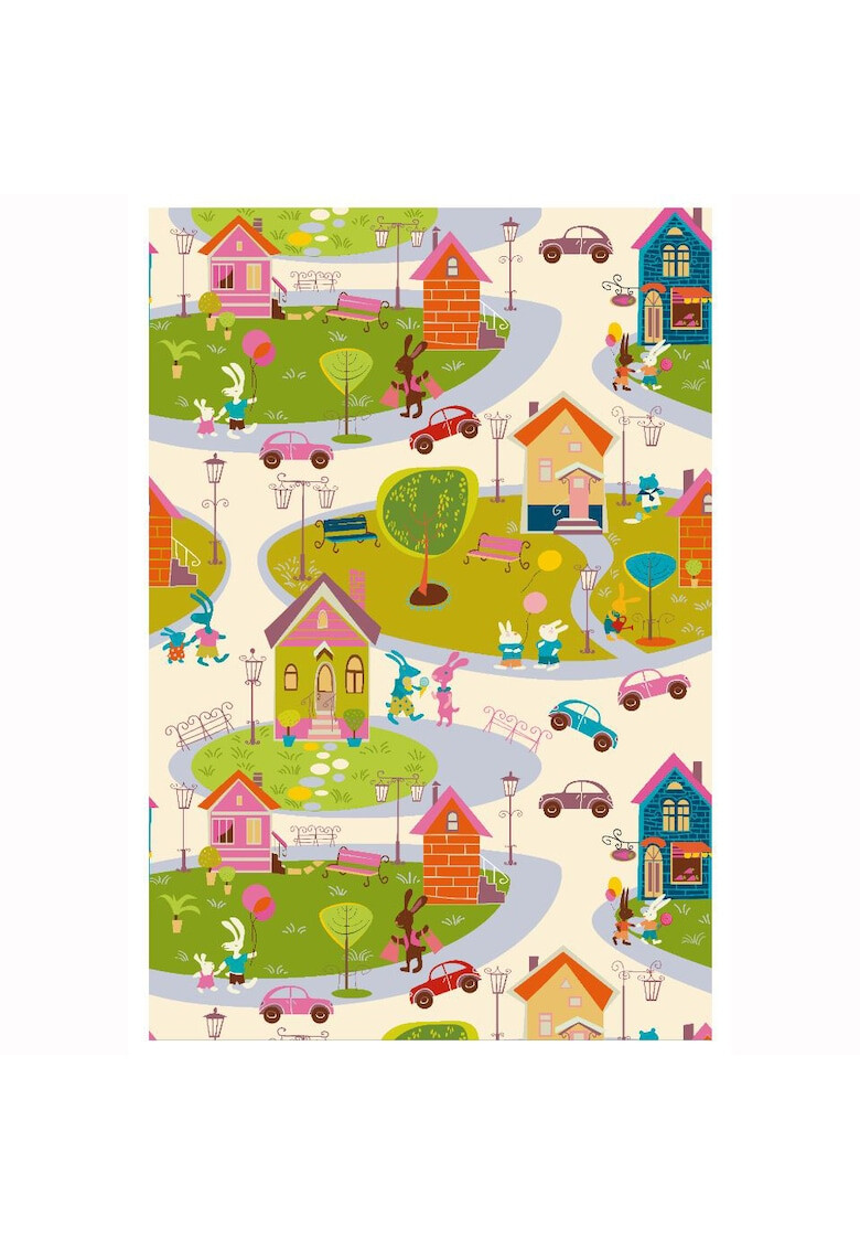 Kring Covor cu print digital Town100% bumbac Multicolor - Pled.ro