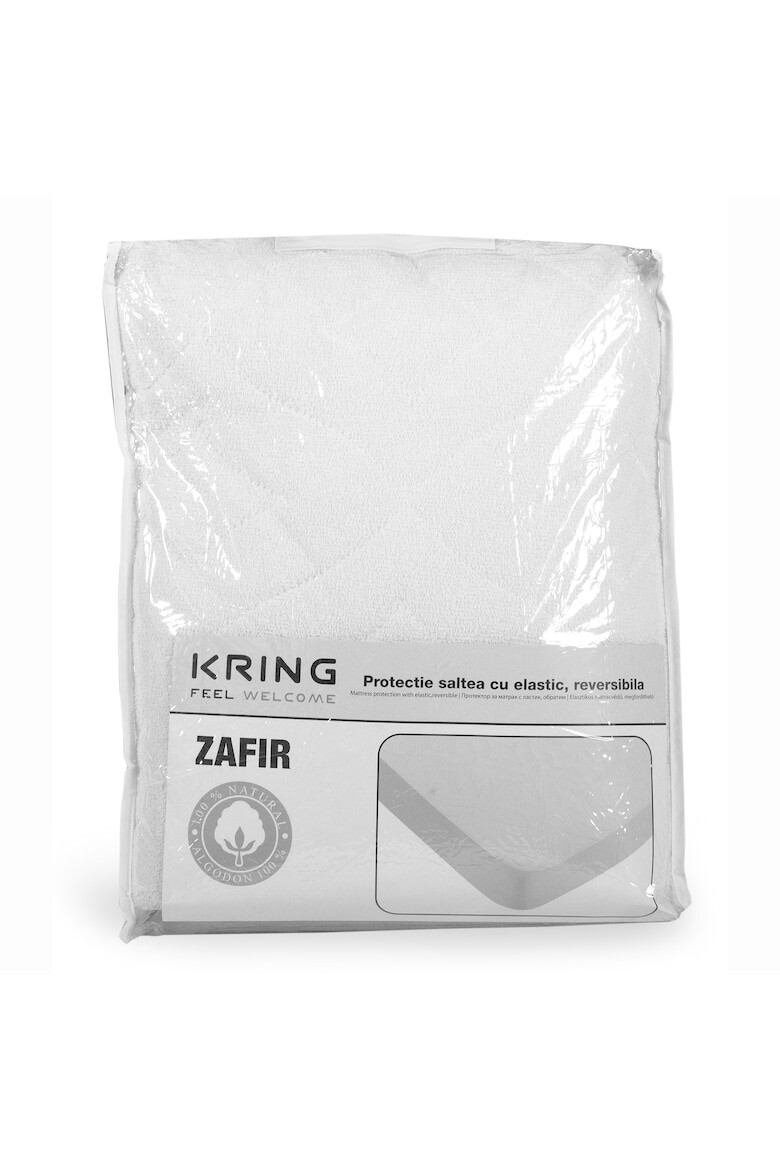 Kring Protectie saltea matlasata cu elastic Zafir Rizo Rizo reversibila 100% bumbac cu baza PVC cu umplutura de poliester 100 gr - Pled.ro