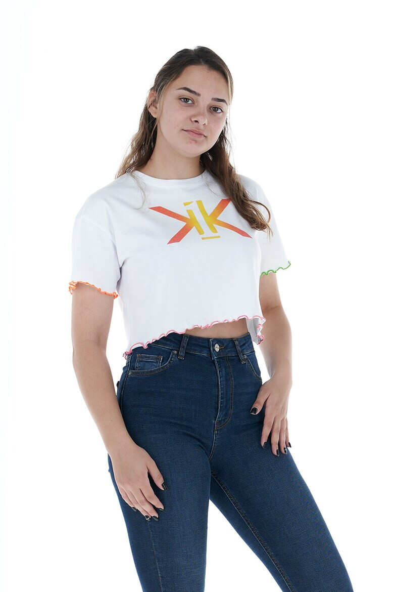 KVL by KENVELO Tricou crop cu imprimeu logo - Pled.ro