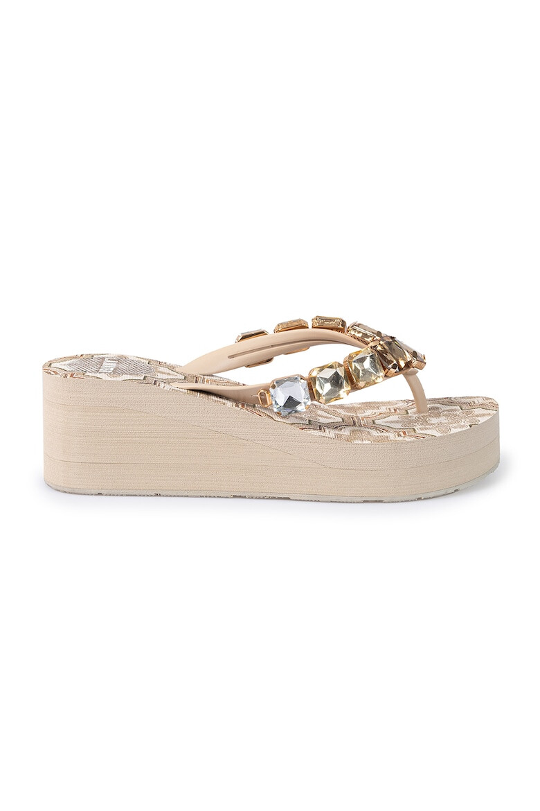 L.A. Water Papuci flip-flop wedge cu cristale - Pled.ro