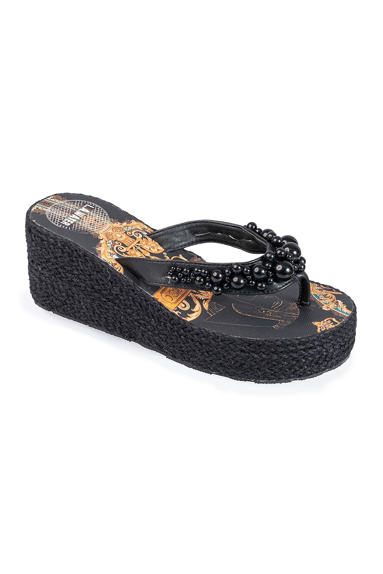 L.A. Water Papuci flip-flop wedge cu margele - Pled.ro