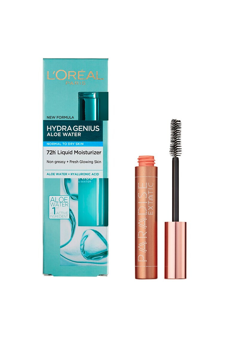 L'Oreal Paris Set : Crema de zi fluida Hydra Genius pentru ten normal-uscat 70 ml + Mascara Paradise Extatic Black 6.4 ml - Pled.ro