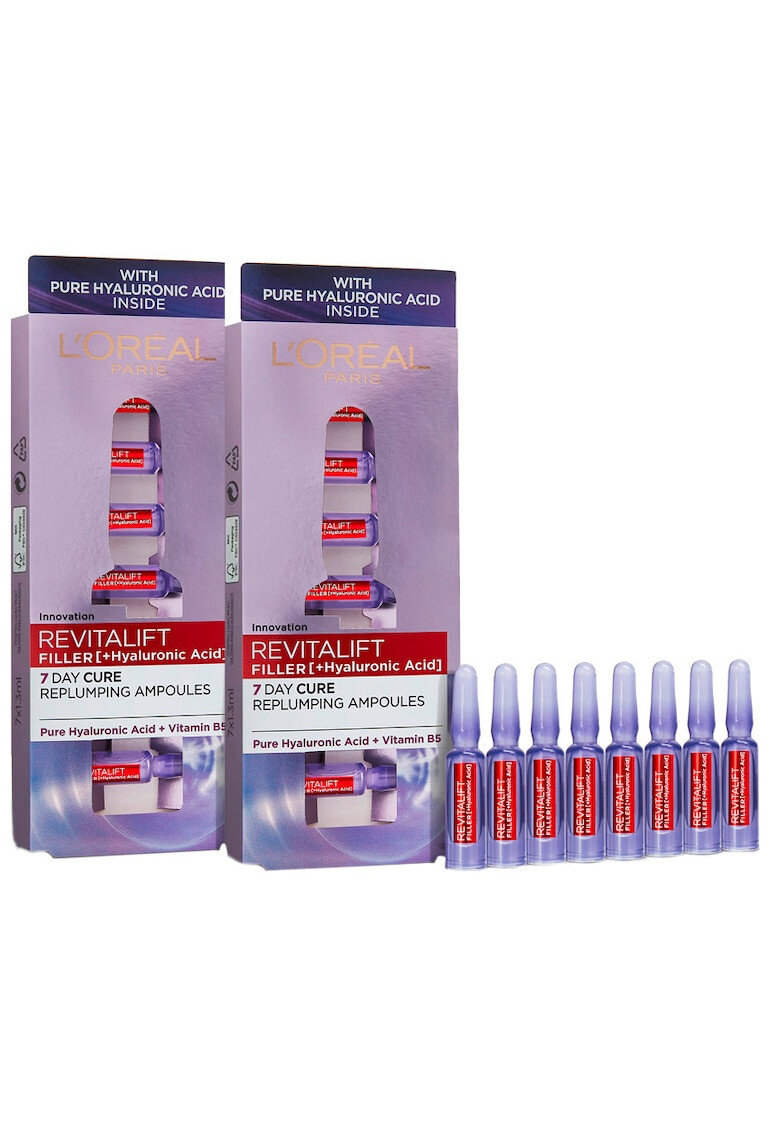 L'Oreal Paris Set Revitalift Filler: 2x Ser fiole antirid cu acid hialuronic 7x 1.3 ml - Pled.ro