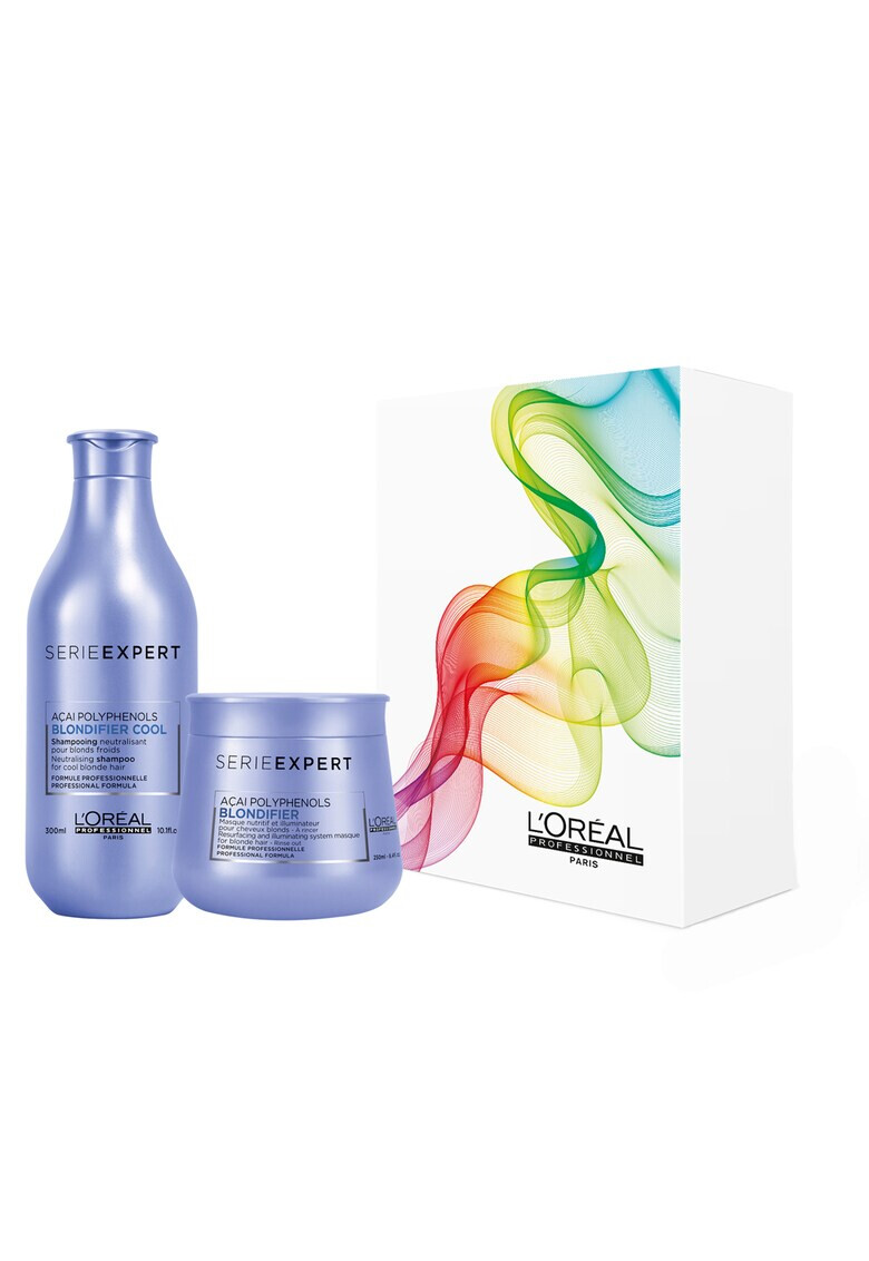 L'Oreal Professionnel Trusa Serie Expert Bondifier: Sampon profesional pentru par blond 300 ml + Masca de par reparatoare pentru par blond 250 ml - Pled.ro