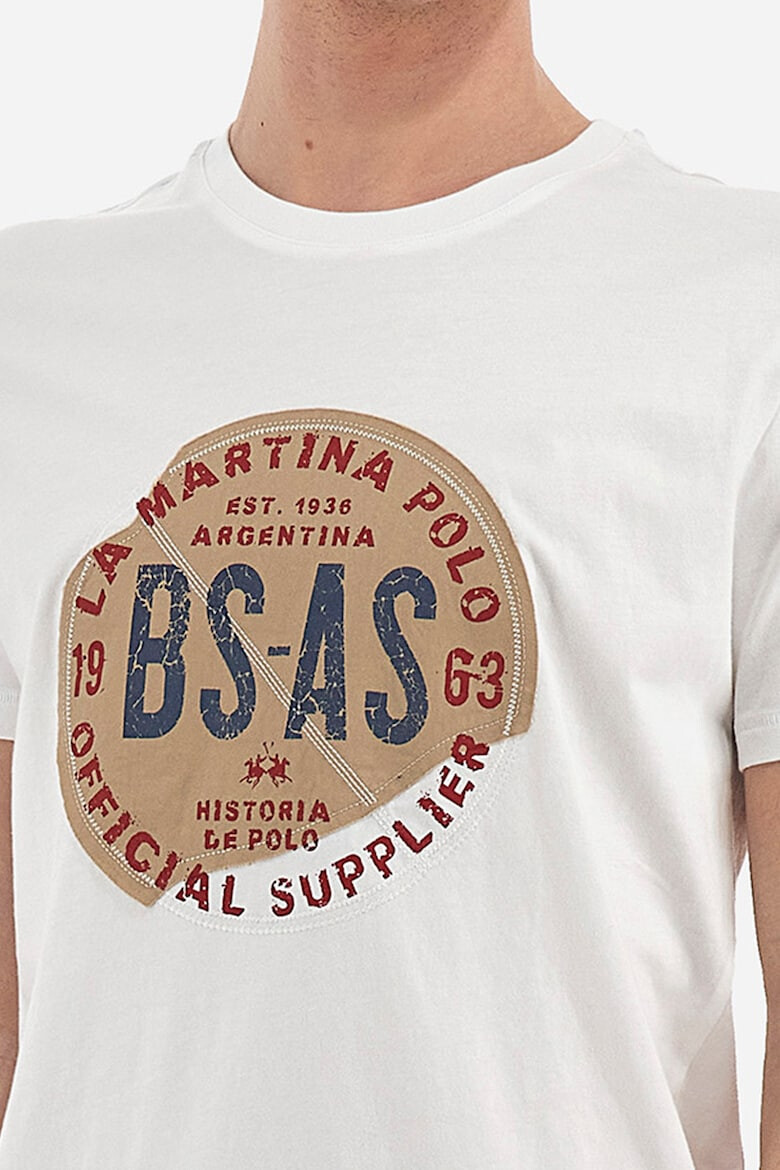 LA MARTINA Tricou cu decolteu la baza gatului si imprimeu - Pled.ro