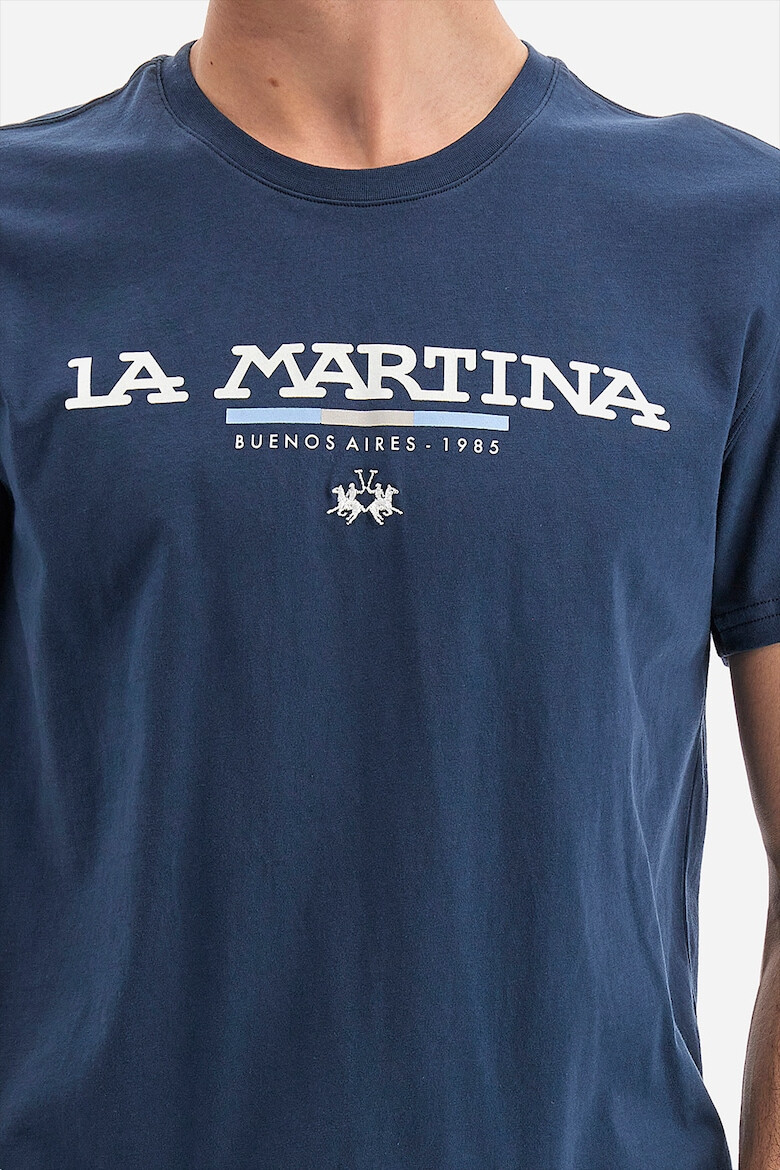 LA MARTINA Tricou cu decolteu la baza gatului si imprimeu logo - Pled.ro