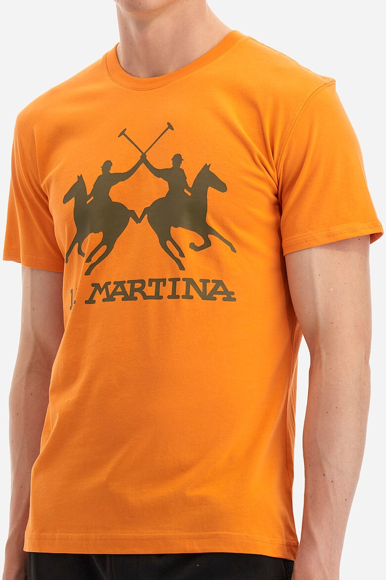 LA MARTINA Tricou cu decolteu la baza gatului si imprimeu logo - Pled.ro