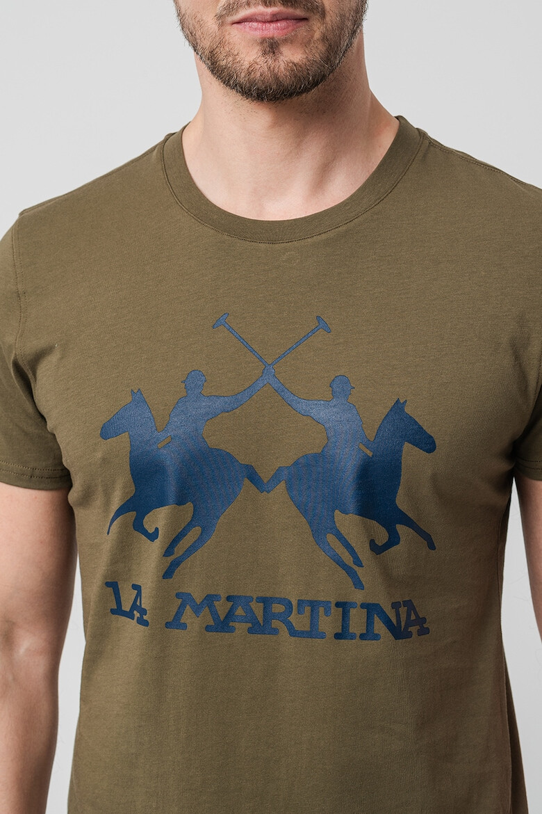 LA MARTINA Tricou cu decolteu la baza gatului si imprimeu logo - Pled.ro