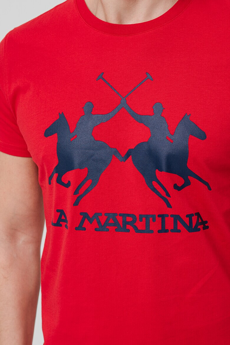 LA MARTINA Tricou cu decolteu la baza gatului si imprimeu logo - Pled.ro