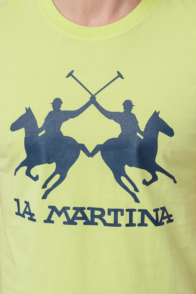 LA MARTINA Tricou cu decolteu la baza gatului si imprimeu logo - Pled.ro