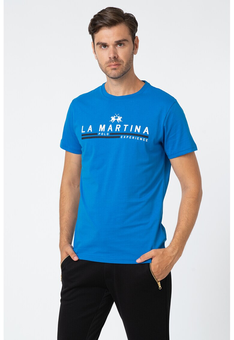 LA MARTINA Tricou cu decolteu la baza gatului si imprimeu logo 2 - Pled.ro