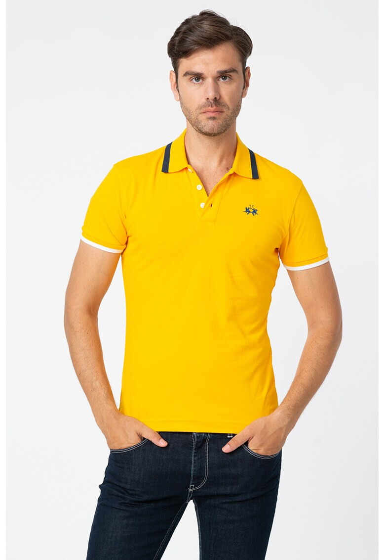 LA MARTINA Tricou polo slim fit cu detalii contrastante - Pled.ro