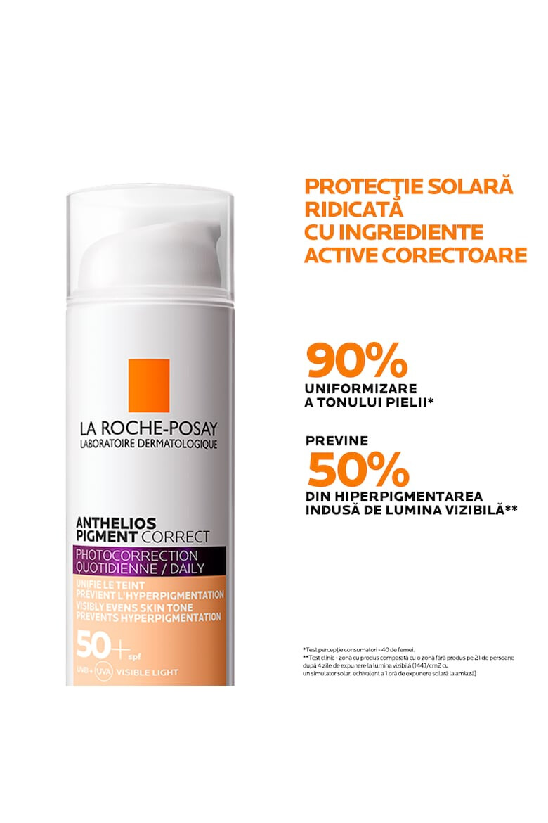 La Roche-Posay Crema de fata colorata cu protectie solara La Roche Posay-Anthelios Pigment Correct SPF 50 cu actiune anti pete pigmentare nuanta light 50 ml - Pled.ro