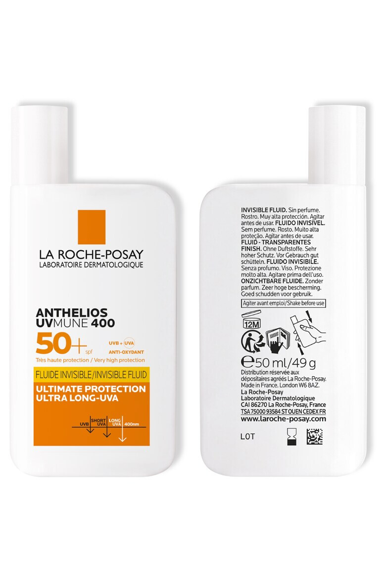 La Roche-Posay Fluid invizibil cu protectie solara pentru fata La Roche Posay ANTHELIOS UV-MUNE400 SPF 50+ cu textura ultra-fluida pentru ten sensibil 50 ml - Pled.ro