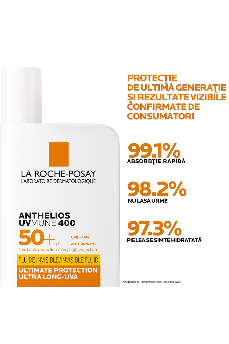 La Roche-Posay Fluid invizibil cu protectie solara pentru fata La Roche Posay ANTHELIOS UV-MUNE400 SPF 50+ cu textura ultra-fluida pentru ten sensibil 50 ml - Pled.ro