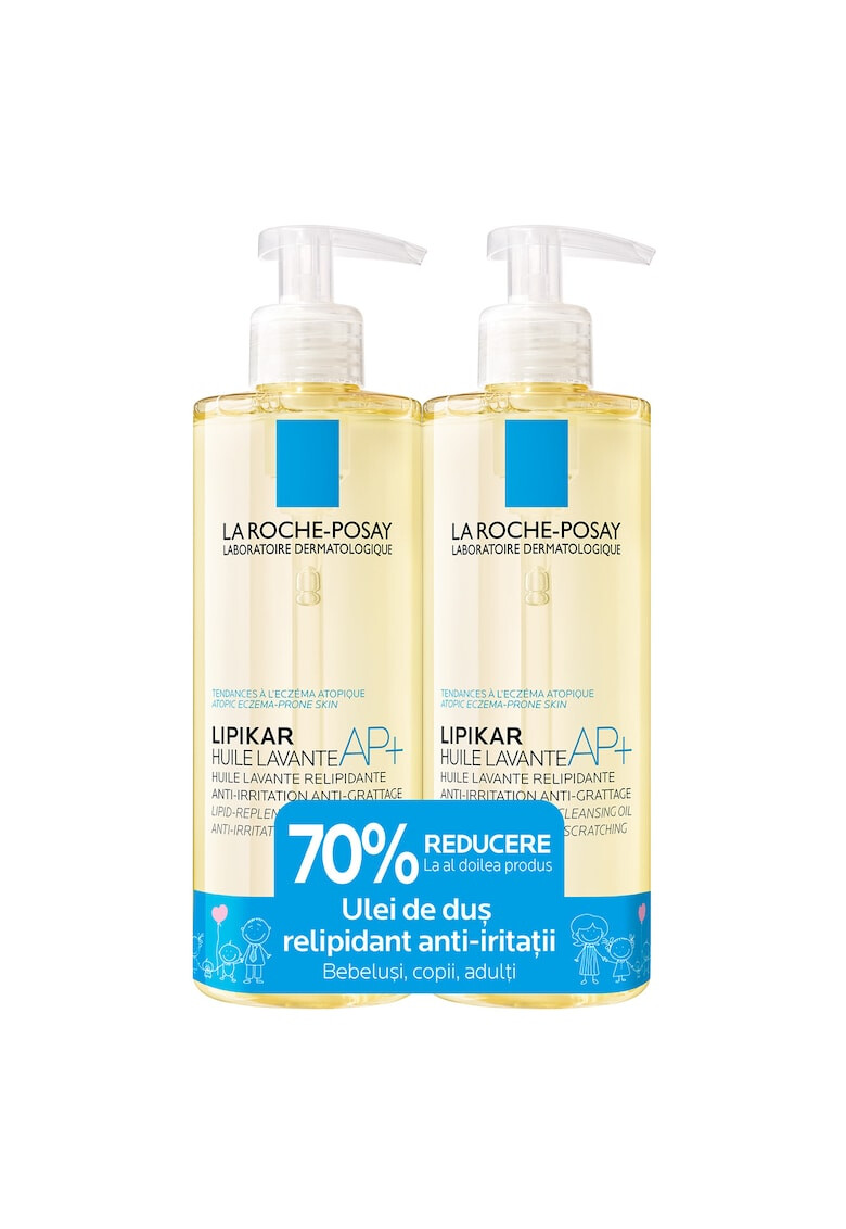 La Roche-Posay Pachet promo: La Roche Posay LIPIKAR Ulei de spalare AP + pentru piele sensibila bebelusi copii adulti 2x 400 ml - Pled.ro