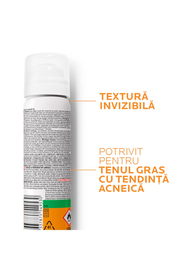 La Roche-Posay Spray invizibil matifiant cu protectie solara pentru fata Anthelios SPF 50 ten gras si sensibil 75ml - Pled.ro