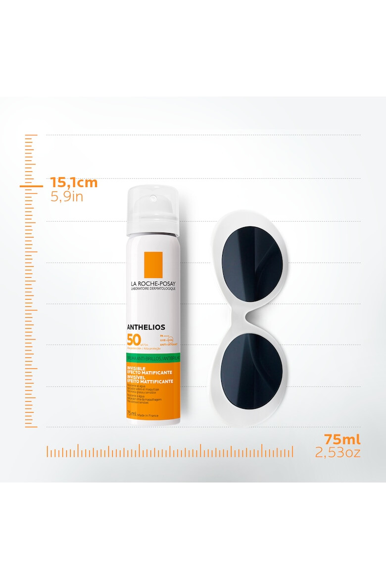 La Roche-Posay Spray invizibil matifiant cu protectie solara pentru fata Anthelios SPF 50 ten gras si sensibil 75ml - Pled.ro