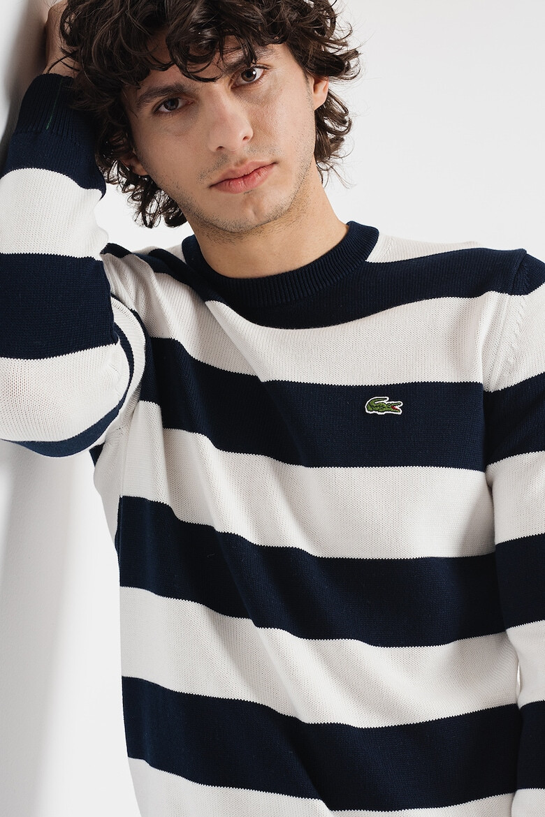 Lacoste Pulover cu decolteu la baza gatului si model in dungi - Pled.ro