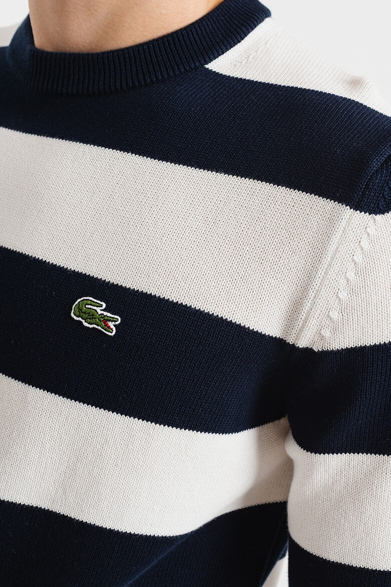 Lacoste Pulover cu decolteu la baza gatului si model in dungi - Pled.ro