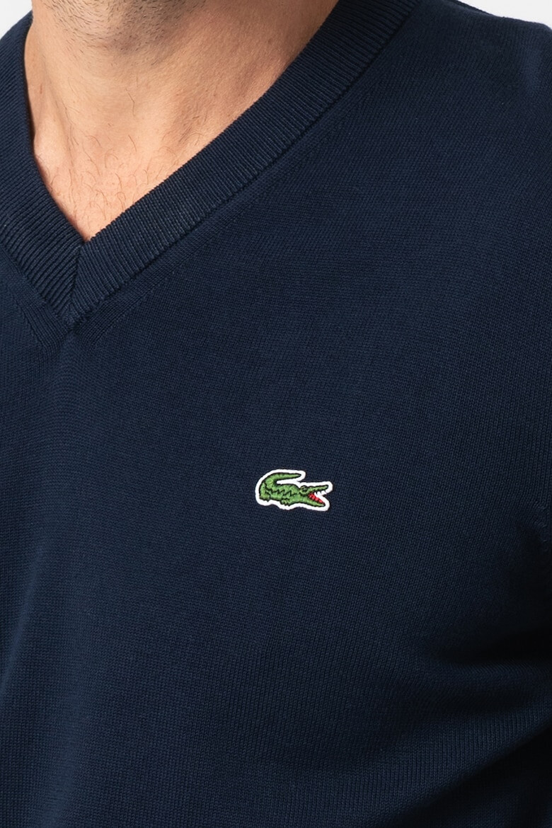 Lacoste Pulover regular fit din bumbac organic cu decolteu in V - Pled.ro