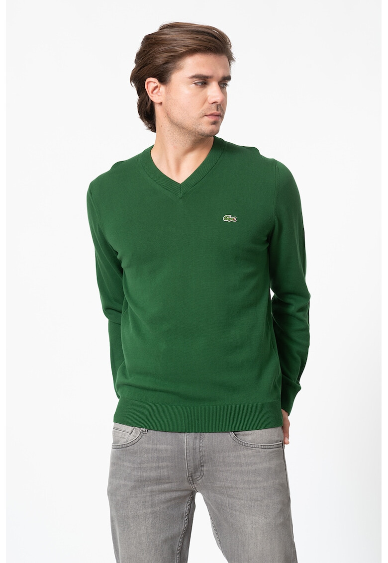 Lacoste Pulover tricotat fin cu decolteu in V - Pled.ro