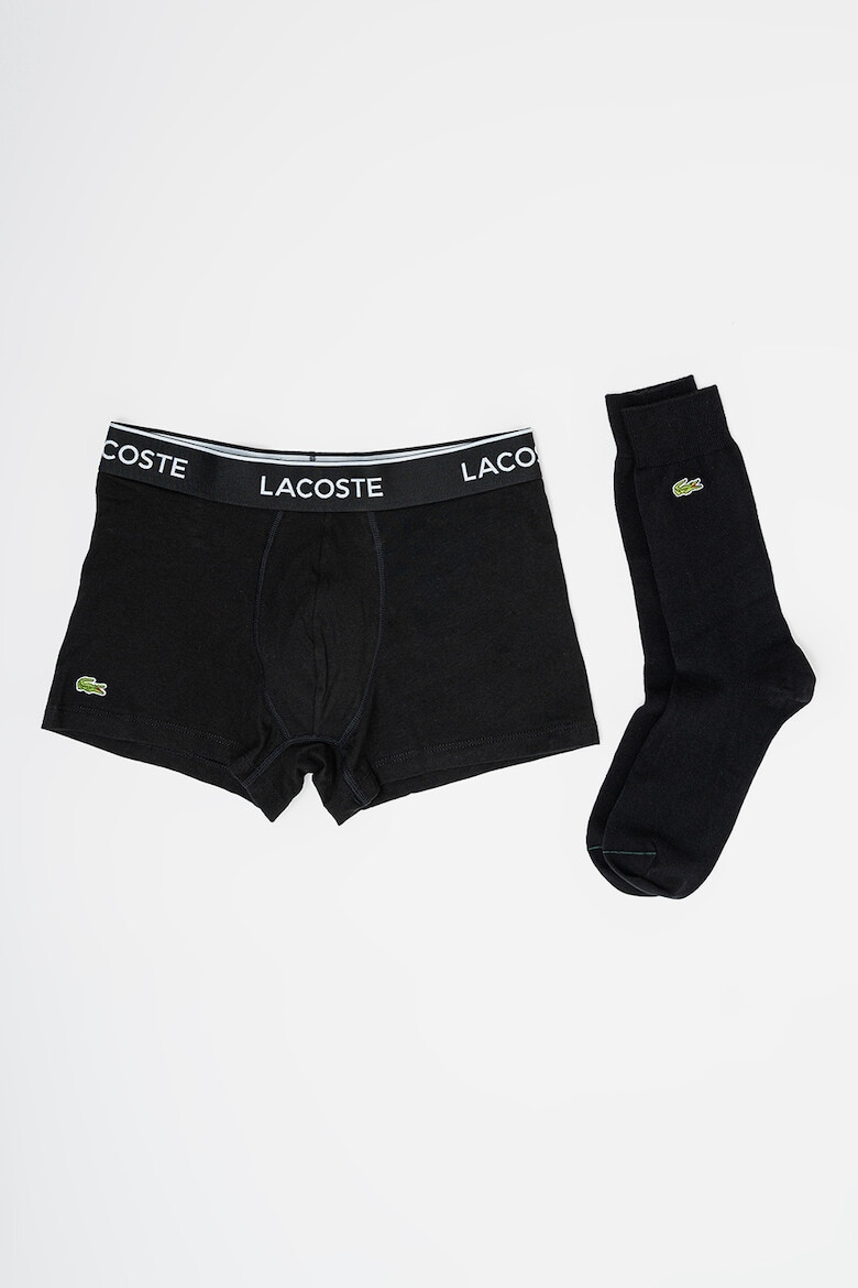 Lacoste Set de boxeri cu banda logo in talie si sosete lungi - 2 perechi - Pled.ro