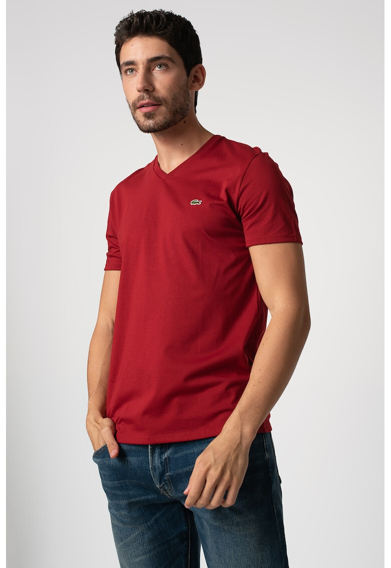 Lacoste Tricou cu decolteu in V si logo - Pled.ro