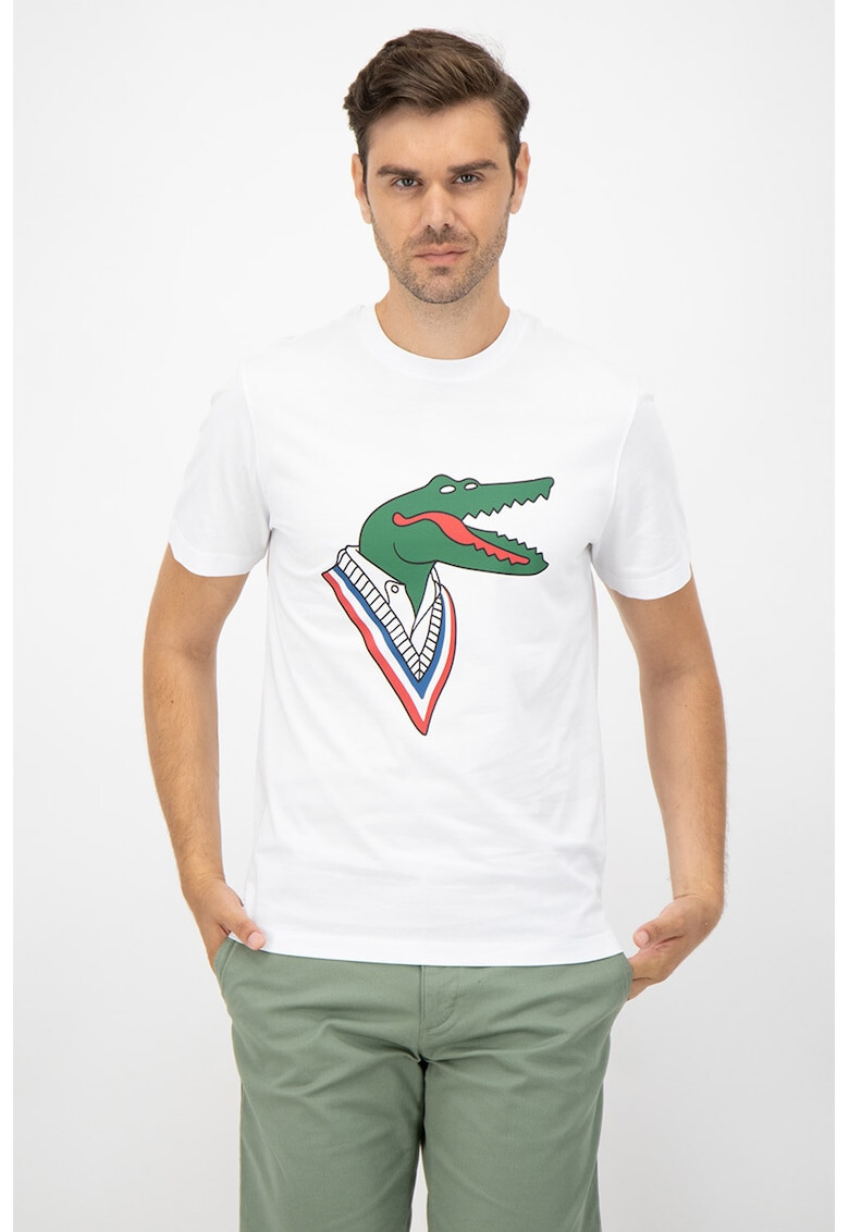 Lacoste Tricou cu decolteu la baza gatului si imprimeu grafic - Pled.ro