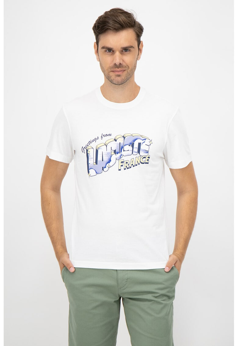 Lacoste Tricou cu decolteu la baza gatului si imprimeu logo contrastant - Pled.ro