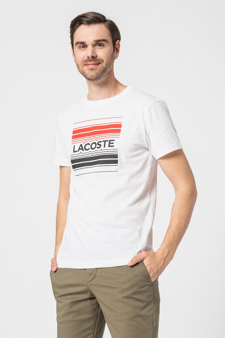 Lacoste Tricou cu decolteu la baza gatului si imprimeu logo contrastant - Pled.ro