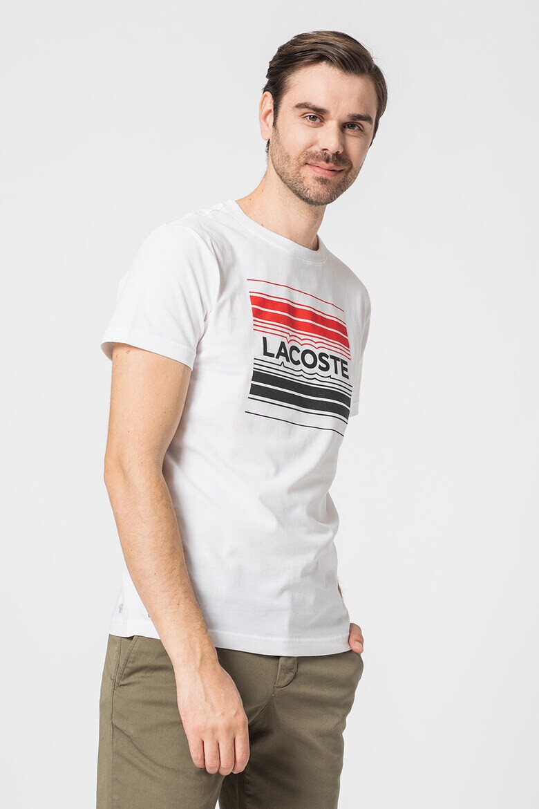 Lacoste Tricou cu decolteu la baza gatului si imprimeu logo contrastant - Pled.ro