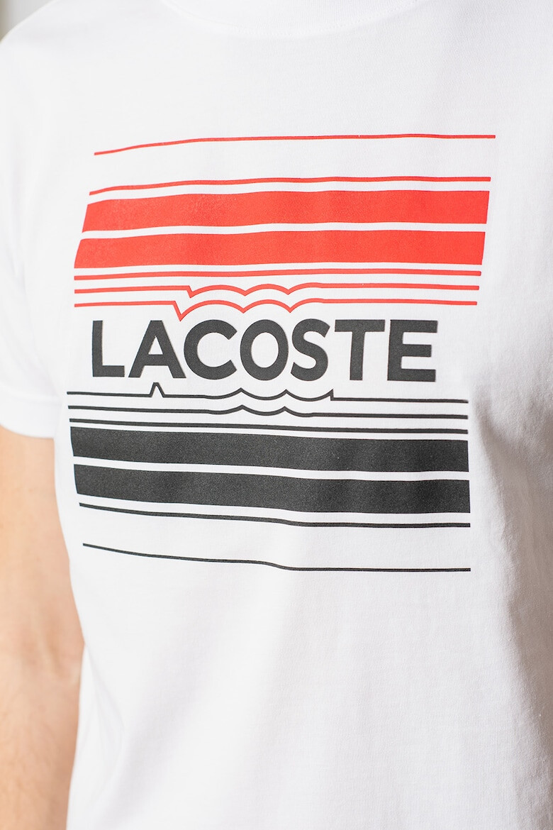 Lacoste Tricou cu decolteu la baza gatului si imprimeu logo contrastant - Pled.ro