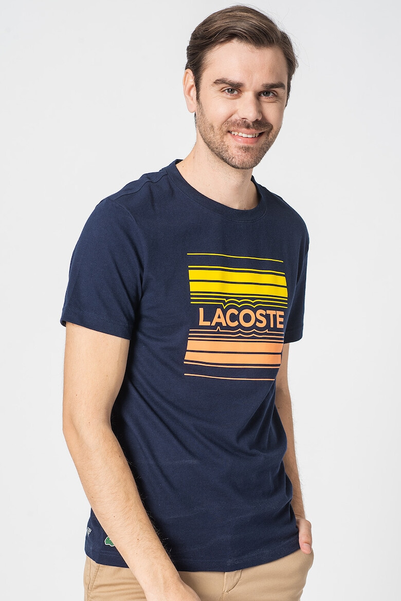 Lacoste Tricou cu decolteu la baza gatului si imprimeu logo contrastant - Pled.ro