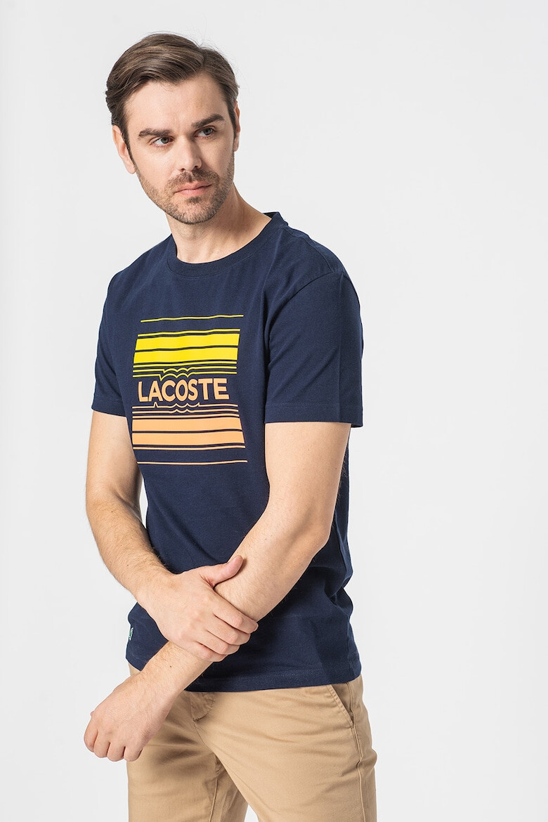 Lacoste Tricou cu decolteu la baza gatului si imprimeu logo contrastant - Pled.ro