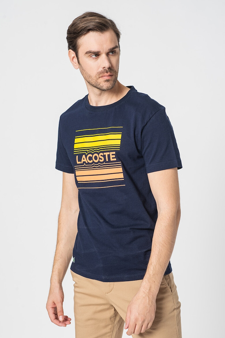 Lacoste Tricou cu decolteu la baza gatului si imprimeu logo contrastant - Pled.ro