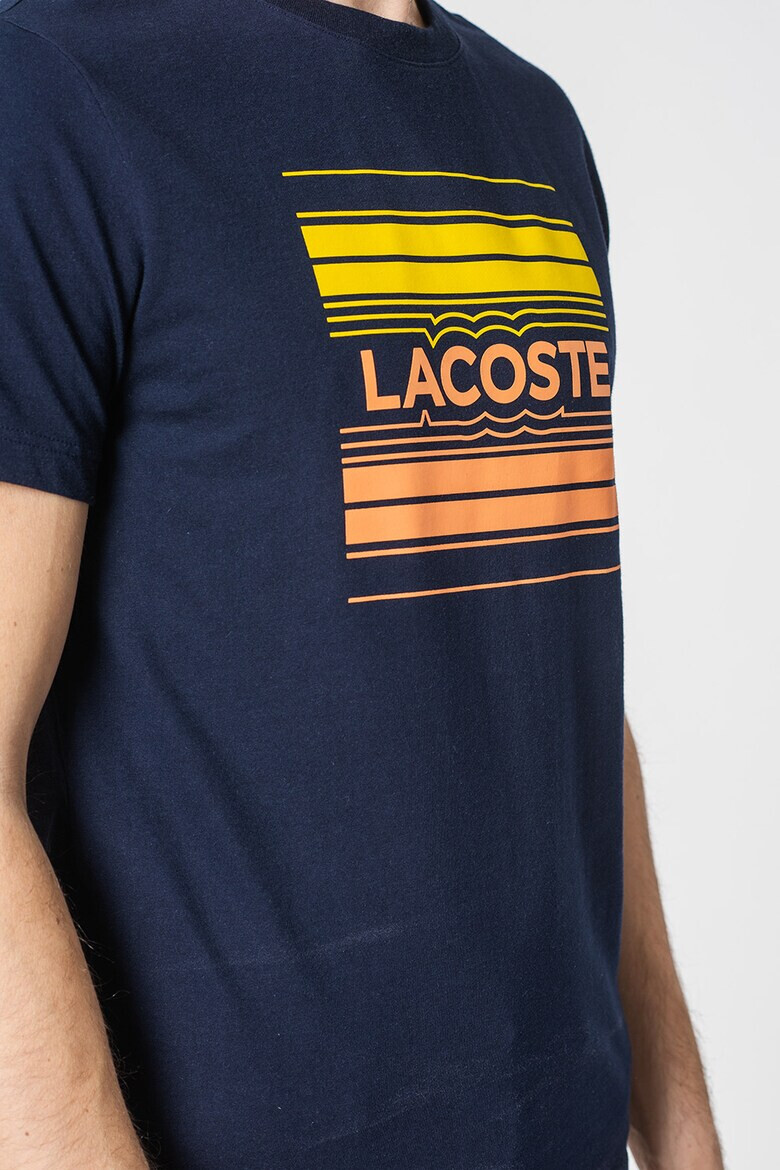 Lacoste Tricou cu decolteu la baza gatului si imprimeu logo contrastant - Pled.ro